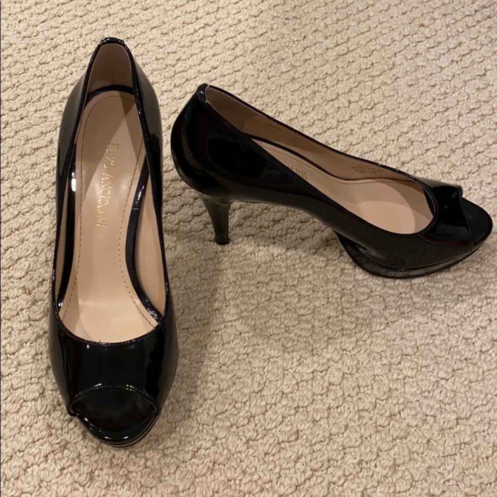 Enzo Angolini black open toe heels